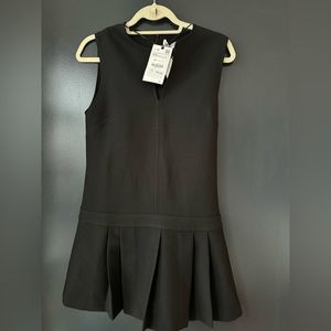 NWT Zara black drop waist pleated dress size XS